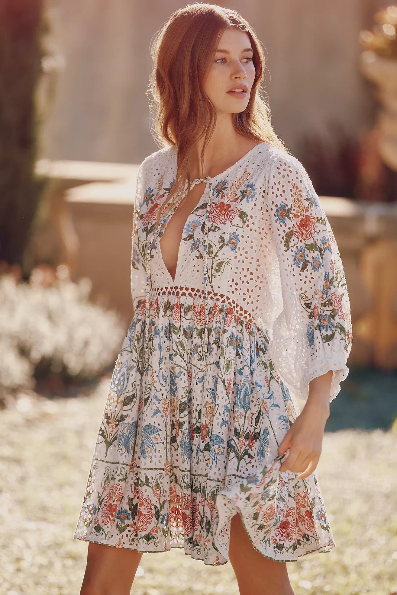 Farm Rio Stitched Garden Mini Dress | Anthropologie (US)