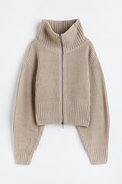 Cardigan aus Wollmix mit Reißverschluss - Beige - Ladies | H&M AT | H&M (DE, AT, CH, NL, FI)