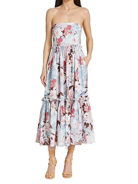 Torres Strapless Tiered Midi-Dress | Saks Fifth Avenue