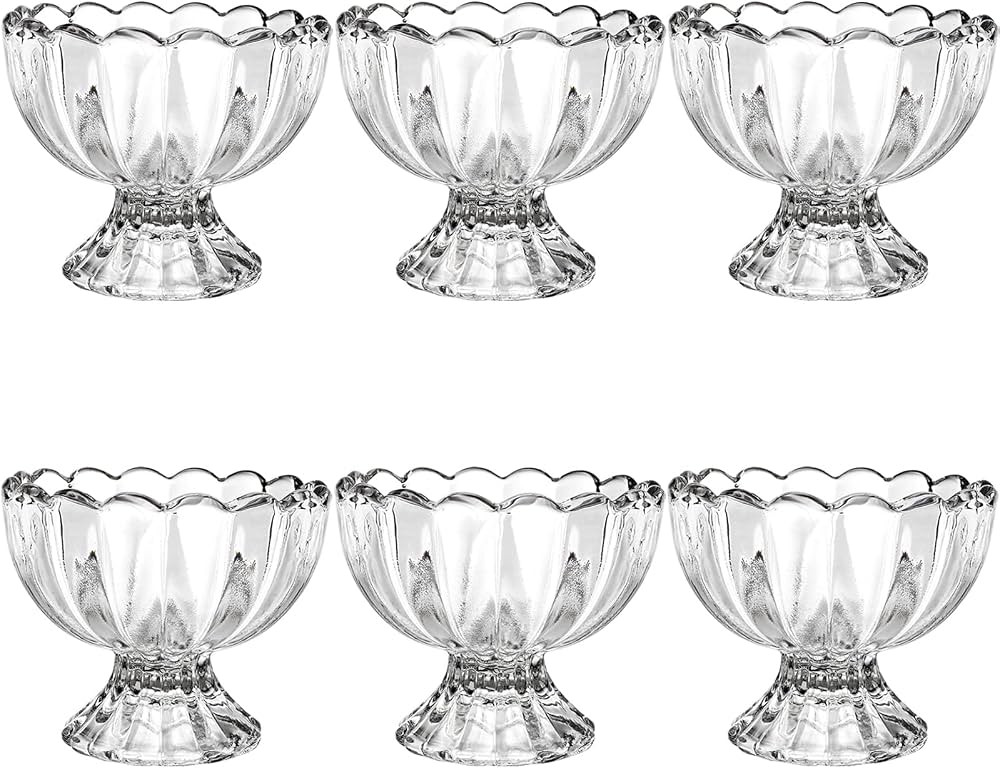 Lawei 6 Pack Glass Dessert Bowls - 5 Oz Glass Ice Cream Cups Mini Trifle Footed Dessert Bowls for... | Amazon (US)