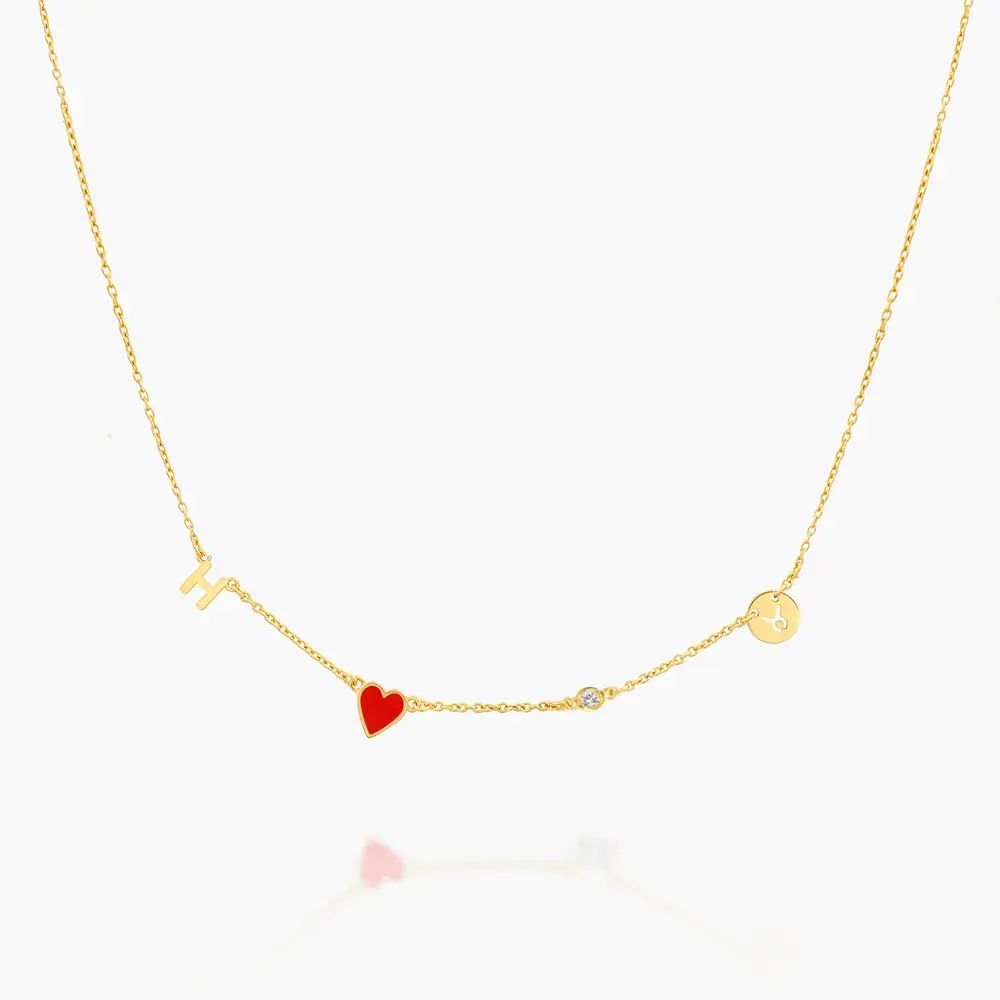 Red Heart Inez Initial Necklace With Diamond - Gold Vermeil | Oak & Luna (US)