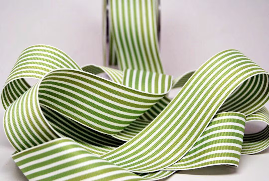BULK Striped Grosgrain Ribbon 15 Yards -- 1.5 Inches -- Green White - Etsy | Etsy (US)