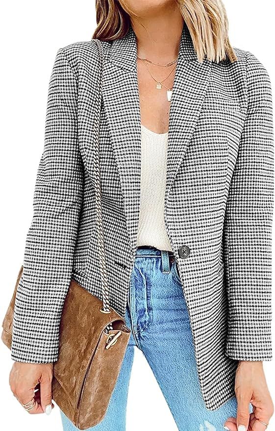 Cicy Bell Women's Long Sleeve Casual Blazer Open Front Business Work Office Blazer Jackets | Amazon (US)