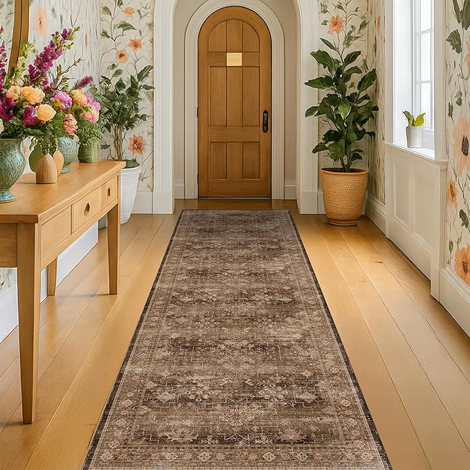Hazo Haus Brown Neutral Boho Washable 3x12 Extra Long Hallway Runner Rug, Waterproof Large Kitche... | Amazon (US)