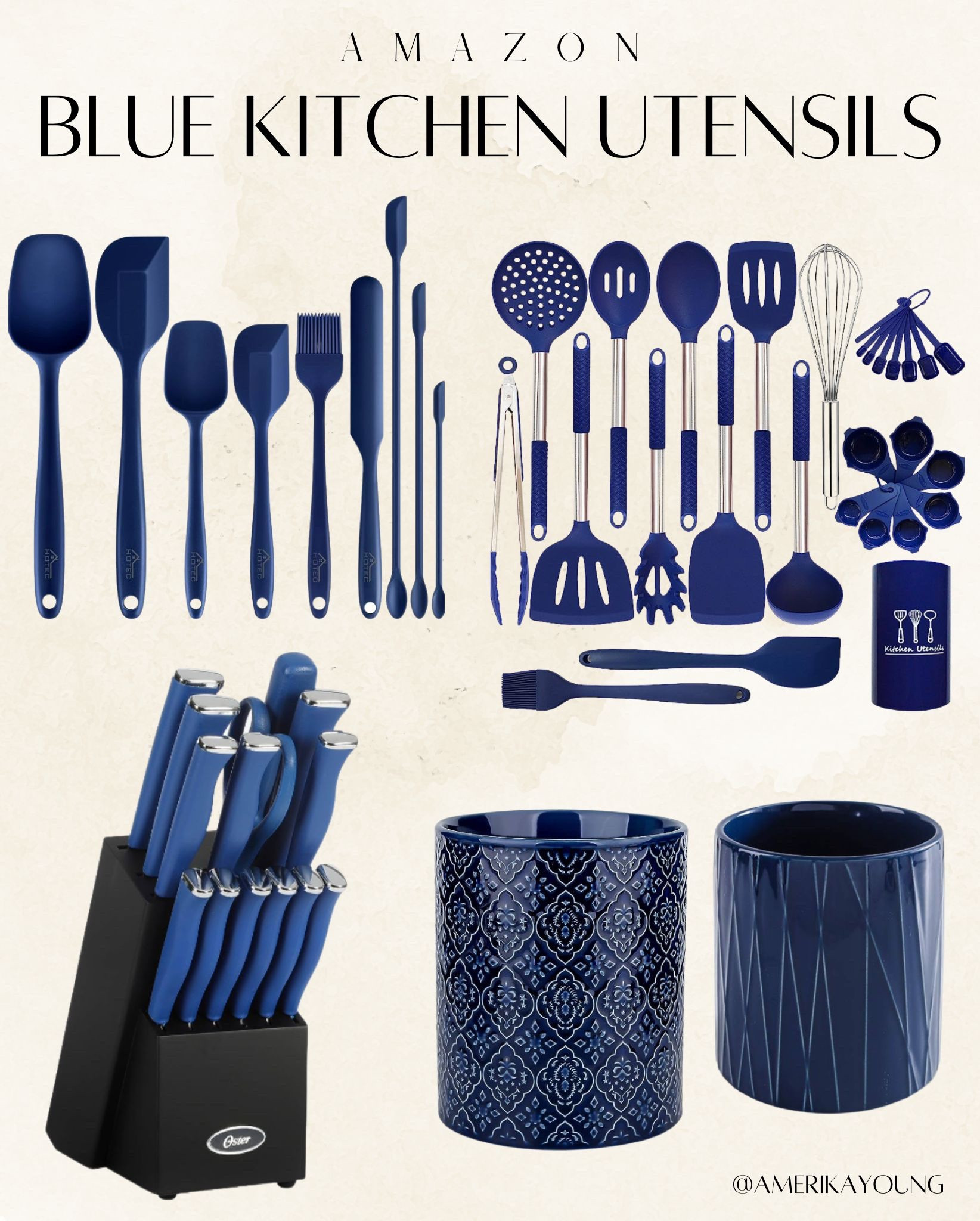 Rorence Silicone Cooking Utensil Kitchen Utensil Set 12 Pieces-  Blue/Pink/Green