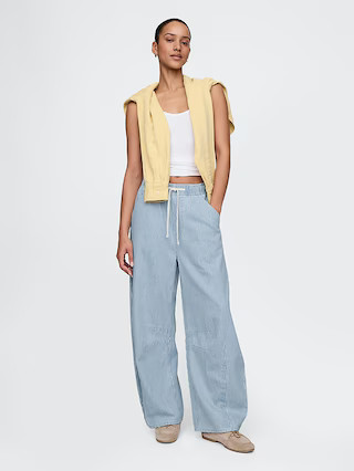 Mid Rise UltraSoft Denim Stripe Easy Horseshoe Jeans | Gap (US)