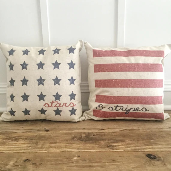 Stars & Stripes American Flag Pillow Cover Set  Fourth of | Etsy | Etsy (US)