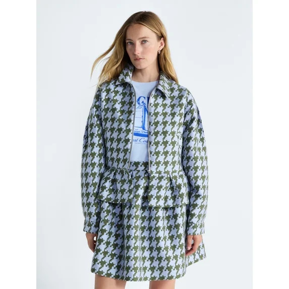 Free Assembly Women's and Women's Plus Houndstooth Peplum Jacket, Sizes XS-4X | Walmart (US)