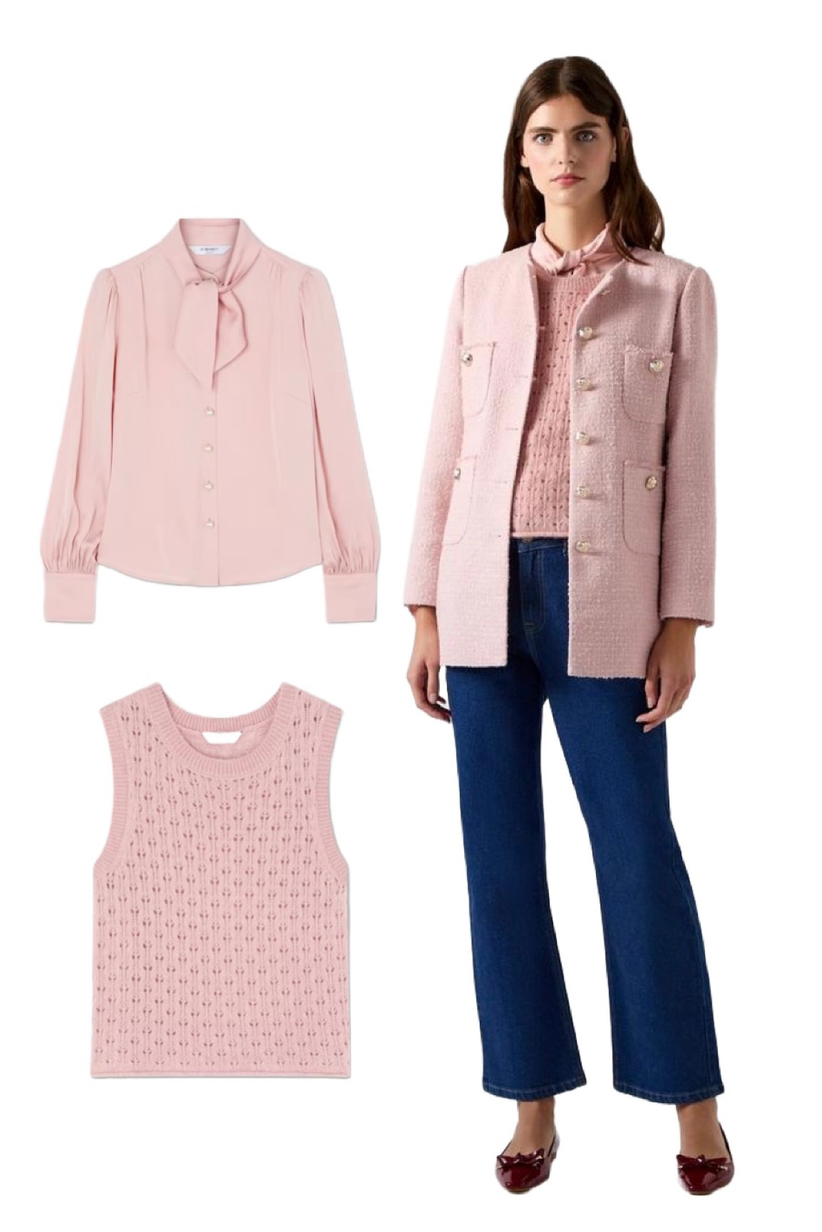 LK Bennett’s newest arrivals feature this longer length rose pink Boucle jacket with coordinating tie neck blouse and tank top. Use my LK Bennett 15% discount code REBECCALIPKINAUTHOR15 on these new pieces and all full price styles! 🎀

#LKbennett #outfitstyle #newarrivals 

#LTKuk #LTKeurope #LTKwinter