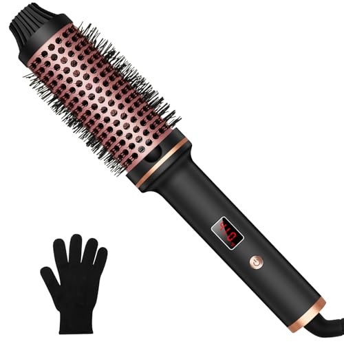 Thermal Brush,10 Temperatures LCD Display Upgrade to 400°F 1.5 in Heated Round Brush Curling Iron Heated Ceramic Tourmaline Ionic Comb 110-240V Volum | Amazon (US)