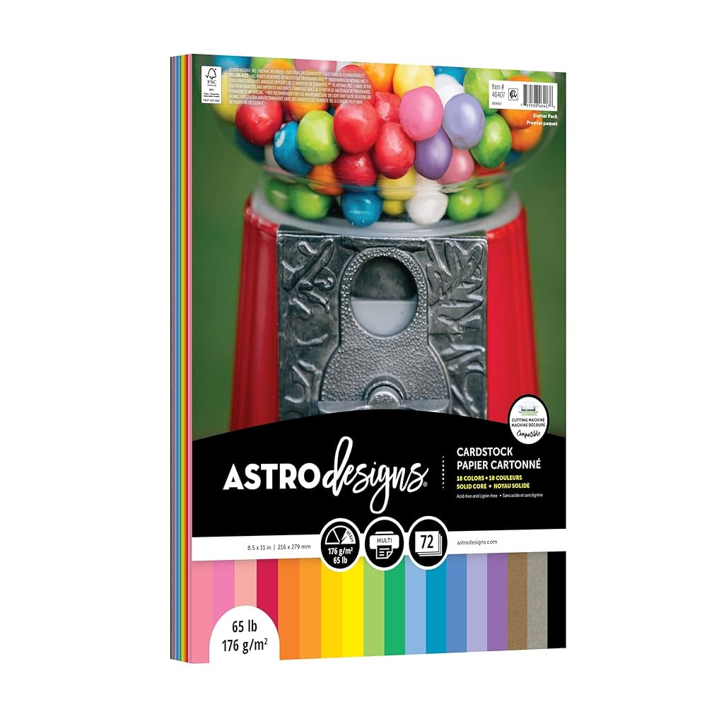 Neenah Astrodesigns Cardstock Pack 8.5"X11" 72/Pkg - 18 Bold & Vivid Colors | Amazon (US)