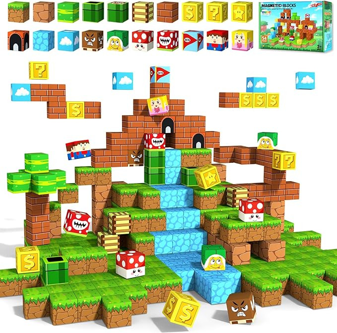 Magnetic Blocks,1.21" 48PCS Large Magnetic Building Blocks for Toddlers 3 4 5 6 7 8 Year Old Crea... | Amazon (US)