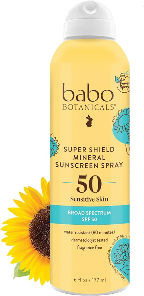 Babo Botanicals Super Shield Mineral Sunscreen Spray SPF 50 - Natural Zinc Oxide & Titanium Dioxi... | Amazon (US)