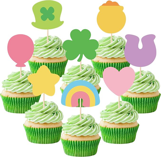 R HORSE St Patrick's Day Cupcake Toppers - 40Pcs Lucky Charm Cake Decorations, Shamrocks Four Lea... | Amazon (US)