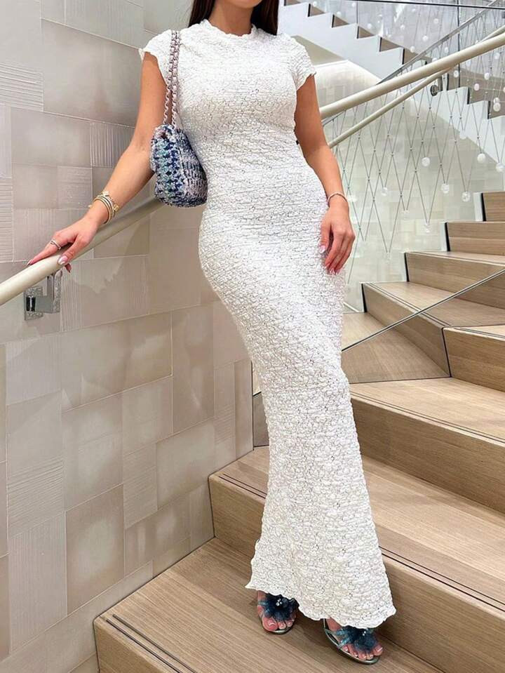 Women'S Lace Short Sleeve Slit Dress | SHEIN USA | SHEIN