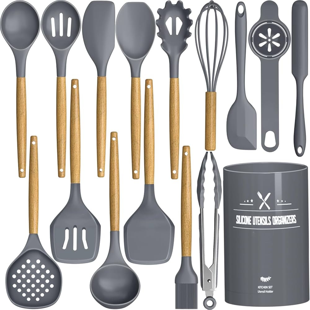 Cooking Kitchen Utensils Set, AIKKIL 16 Pcs Silicone Cooking Utensils Set with Holder, Heat Resis... | Amazon (US)