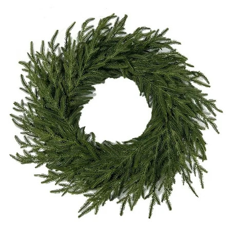 22 Inch Artificial Pine Wreath Faux Green Christmas Wreath Realistic Full Cedar Style Wreath for Front Door Wall Stairs Windows Indoor Outdoor Holiday Decorations | Walmart (US)