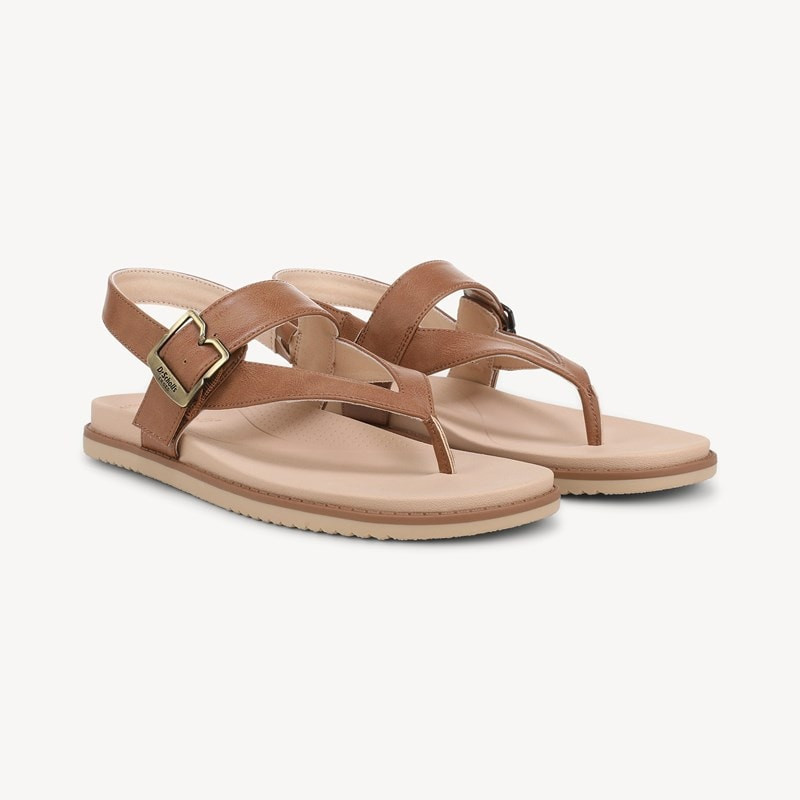Dr. Scholl's Women's So Chill Thong Sandal Honey Brown Faux Leather DRSCH 8.5 M | Dr. Scholls