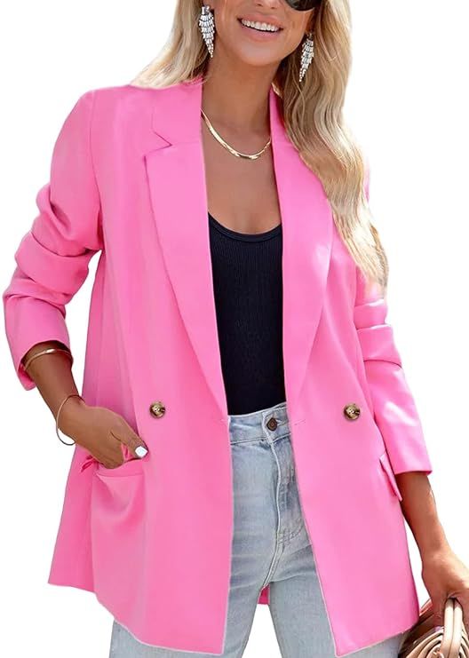 ARTFREE Womens Casual Blazer Button Lapel Long Sleeve Work Business Fashion Blazers Jackets Outfi... | Amazon (US)