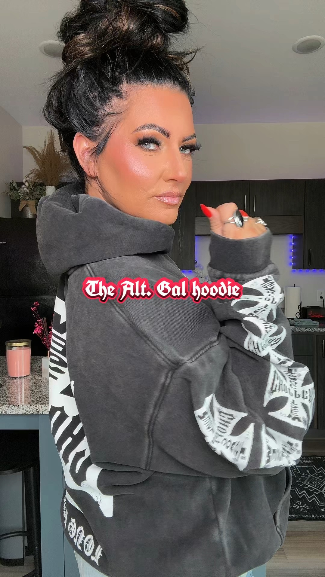 Hoodie I’m wearing an XL. Shorts have zero stretch. Size up. I’m wearing an XL.

#LTKOver40 #LTKSeasonal #LTKMidsize