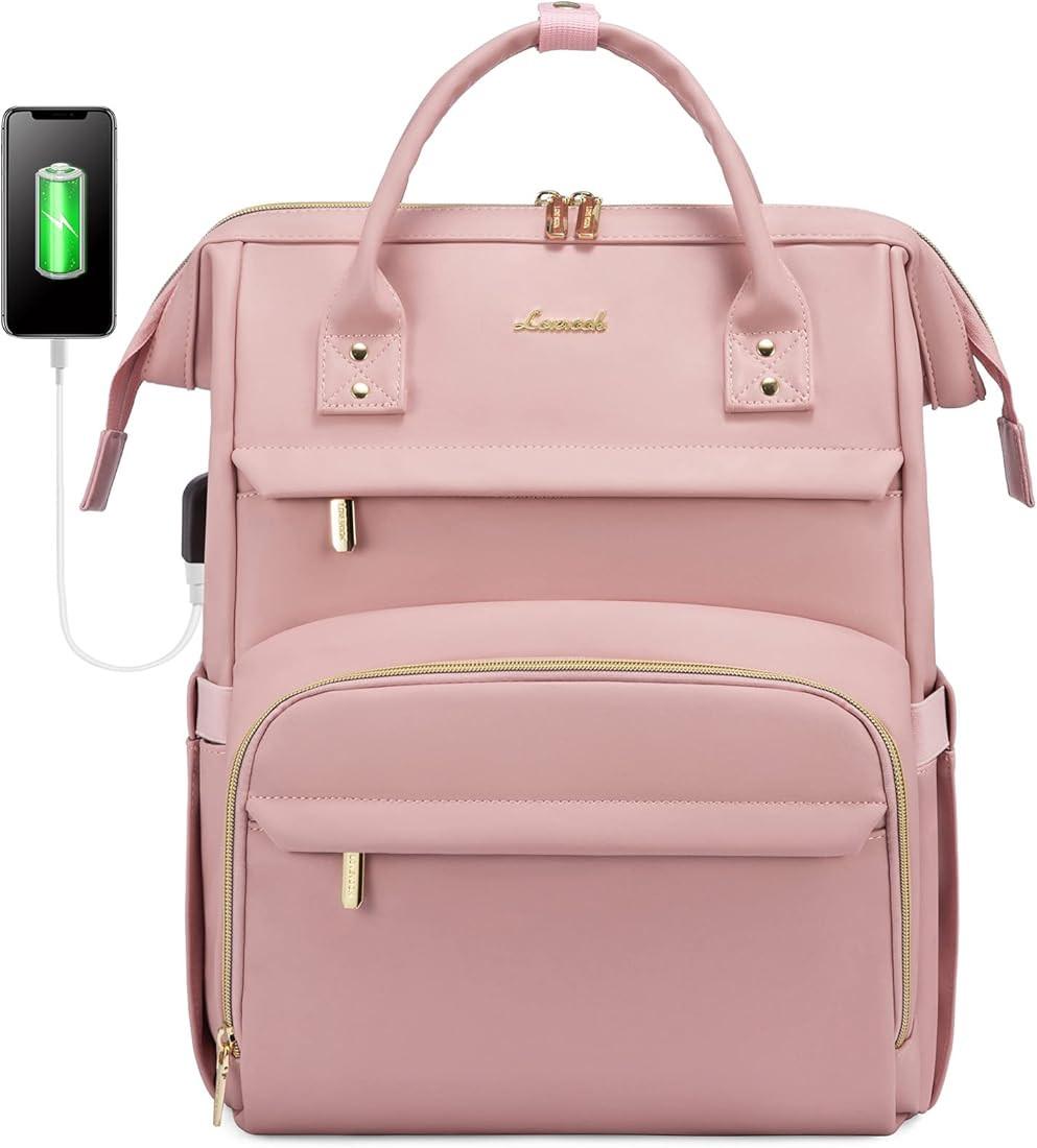 LOVEVOOK Leather Laptop Backpack for Women 15.6 inch,Travel Backpack Purse Nurse Teacher Backpack... | Amazon (US)