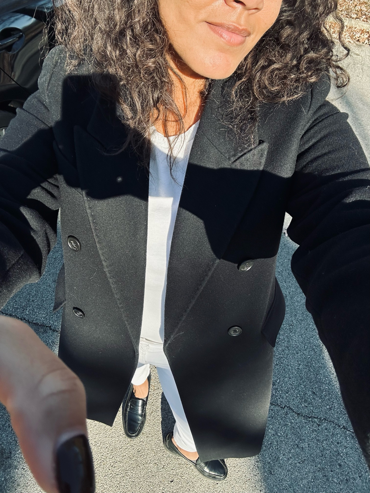 Winter fashion outfit of the day. 
A black wool coat and an all white outfit underneath. I styled this chic look with classic black loafers. 
#timelessstyle #wintercoat #loafers #cyberweeksale  

#LTKSeasonal #LTKstyletip #LTKCyberWeek