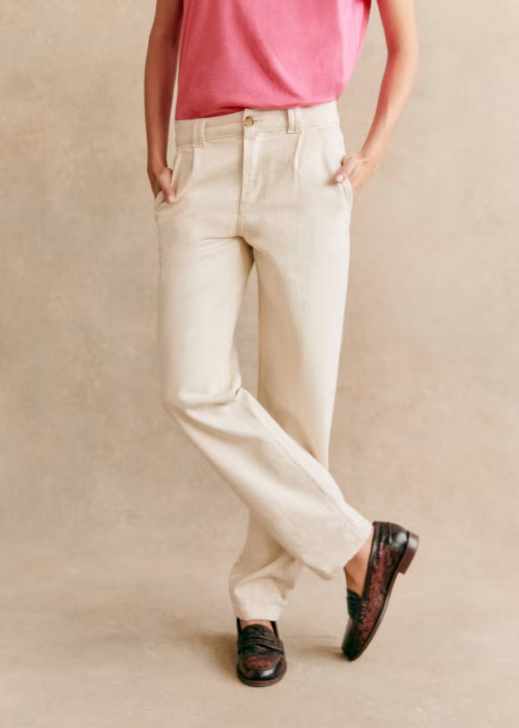 Manu Trousers - Mottled Ecru - Organic cotton - organic textile - Sézane | Sezane - UK