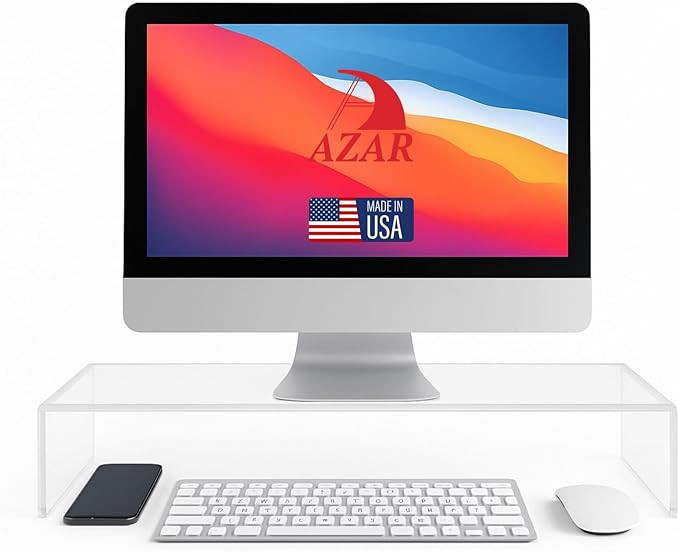 Azar 515360 Acrylic Monitor Stand Riser – Made in USA Laptop stand and Monitor Riser Acrylic Mo... | Amazon (US)