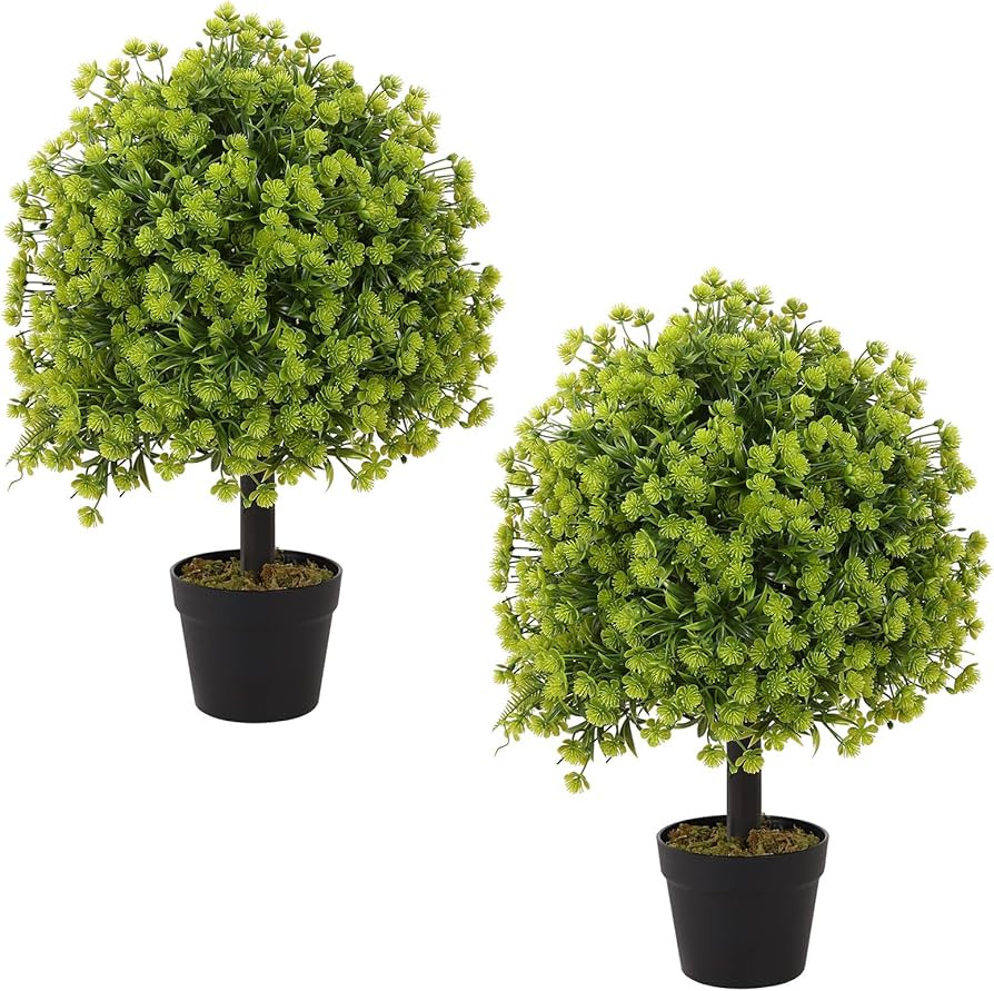 2ft Faux Plants Outdoor 24'', Topiary Trees Artificial Outdoor 2 Pack, Boxwood Topiary Outdoor UV... | Amazon (US)