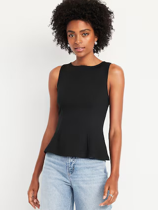 Ponte-Knit Sleeveless Peplum Top | Old Navy (US)