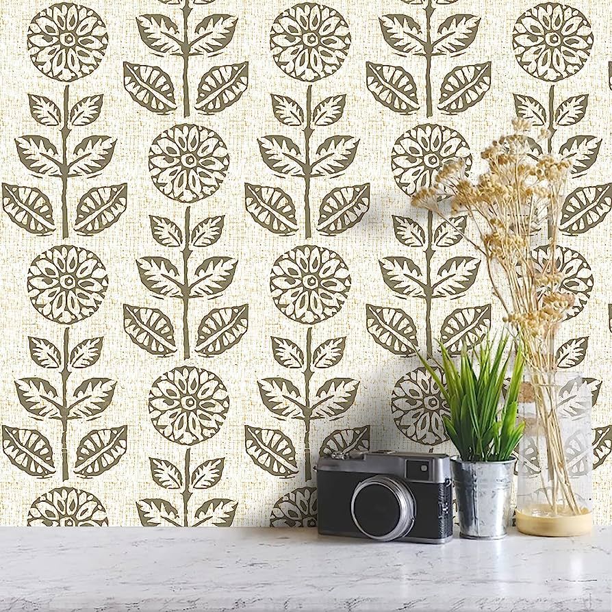Wudnaye Floral Peel and Stick Wallpaper Vintage Floral Decorative Wall Paper 17.7 inch × 196.8 i... | Amazon (US)