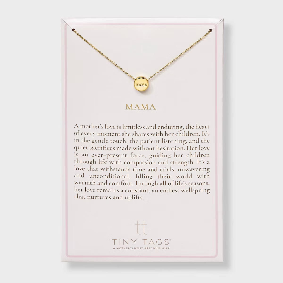 Tiny Tags 14K Gold Ion Plated Mama Slider Circle Pendant Necklace - Gold | Target