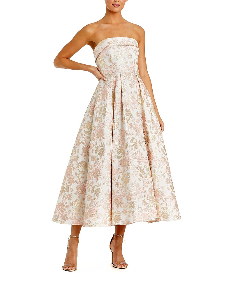 Mac Duggal Strapless Floral Brocade A Line Midi Dress | Bloomingdale's (US)