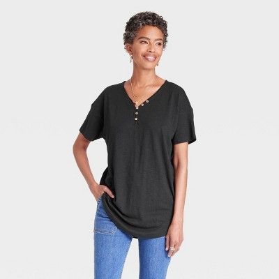 Women's Short Sleeve Henley Tunic T-Shirt - Knox Rose™ | Target