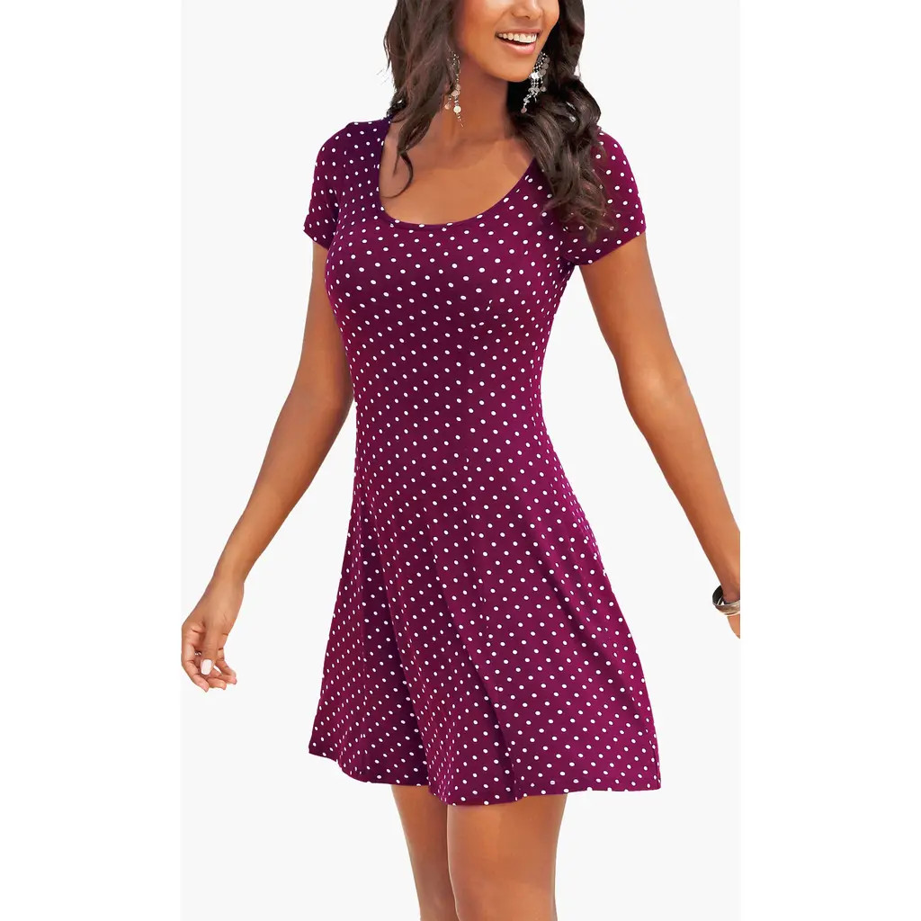 LASCANA Women's Polka Dot Print Dress in Bordeaux Multi at Nordstrom, Size 10 | Nordstrom