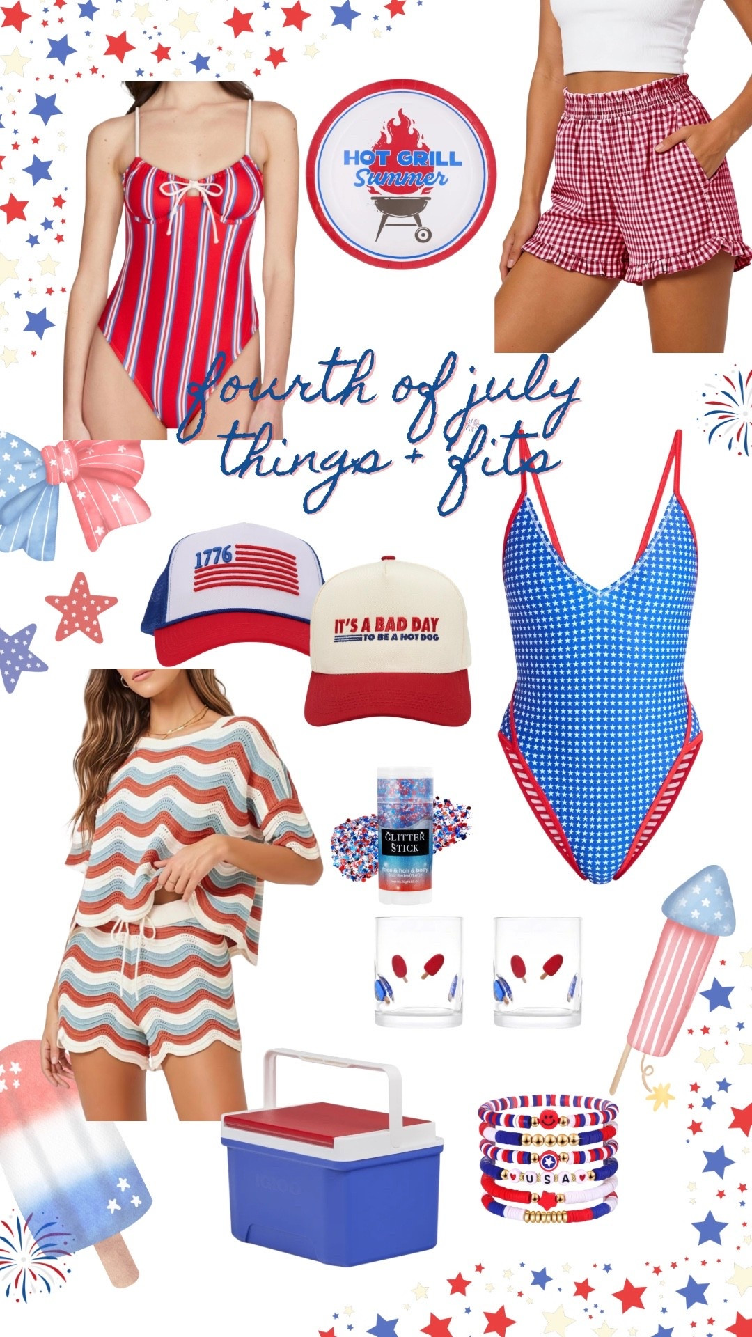 Fourth of July stuff that *should* arrive before 7/4! 🇺🇸🧨

Red, white, and blue
USA

#LTKSeasonal #LTKSwim #LTKSaleAlert