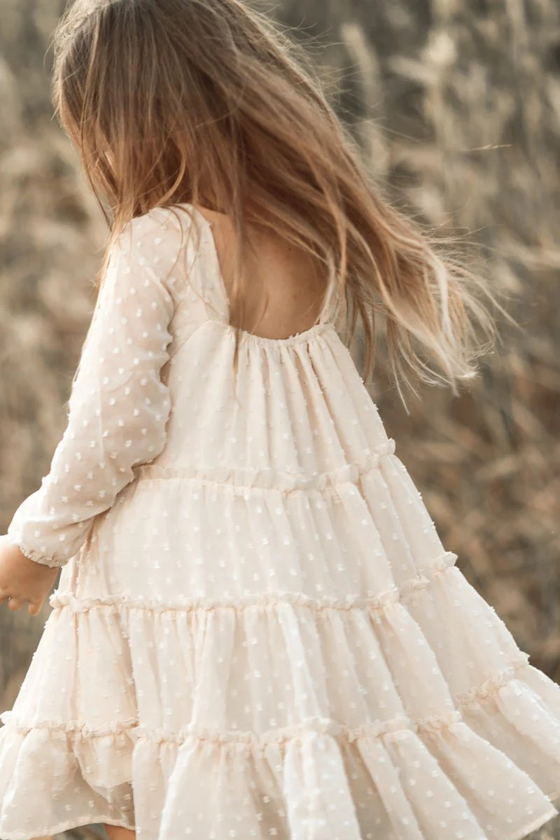 Nora Dress (natural swiss dot) | INDIE BLUE