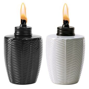 TIKI 5.75-in Black Or White Glass Tabletop Torch | Lowe's