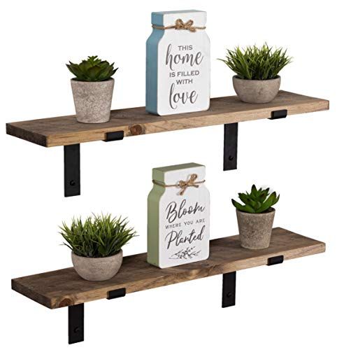 Imperative Décor Rustic Wood Floating Shelves Wall Mounted Storage Shelf with L Brackets USA Han... | Amazon (US)