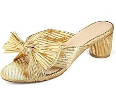 MUCCCUTE Women's Bow Knot Heeled Sandals Ankle Buckle Strap Chunky Heeled Open-toe Comfortable We... | Amazon (US)