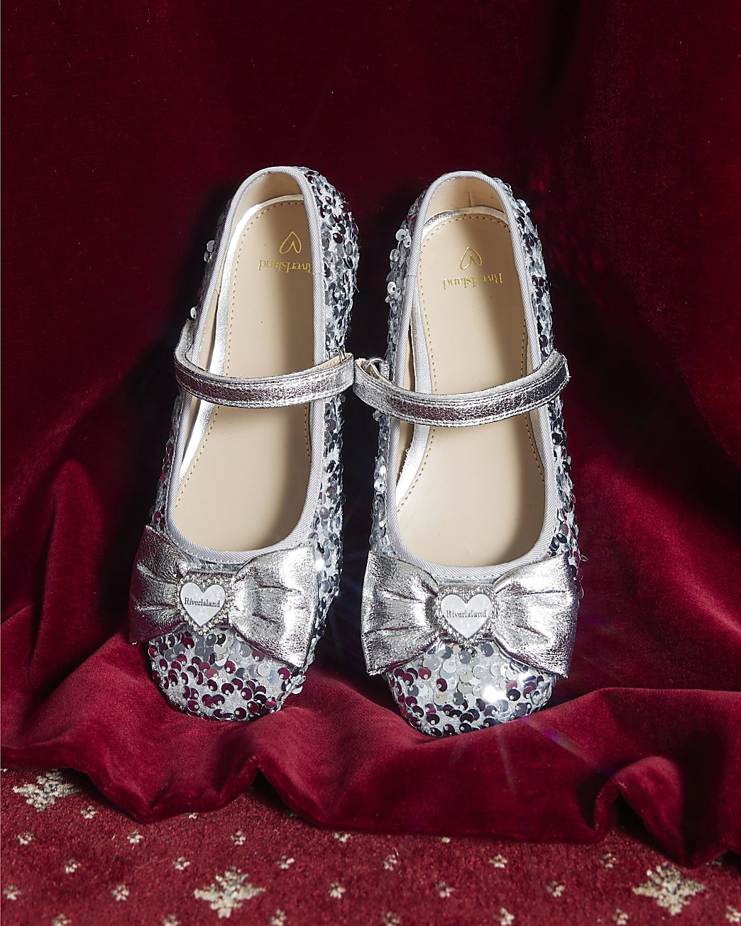 Girls Silver Sequin Ballet Pumps | River Island UK & IE