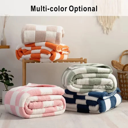 Throw Blanket with Checkerboard Plaid- Cozy Breathable All Seasons Soft Checkered Blanket Gingham Ho | Walmart (US)