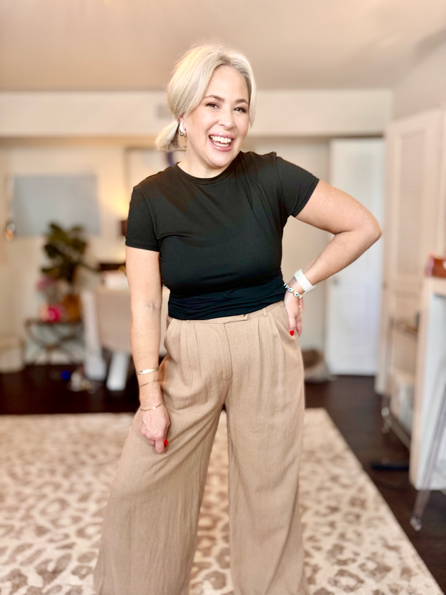 Dress the pants up or down! The perfect pair of Amazon pants! I paired it with a basic black tee and sandals.

Casual mom style, over 40 mom, midsize style, size 10

#LTKover40 #LTKmidsize #LTKSeasonal