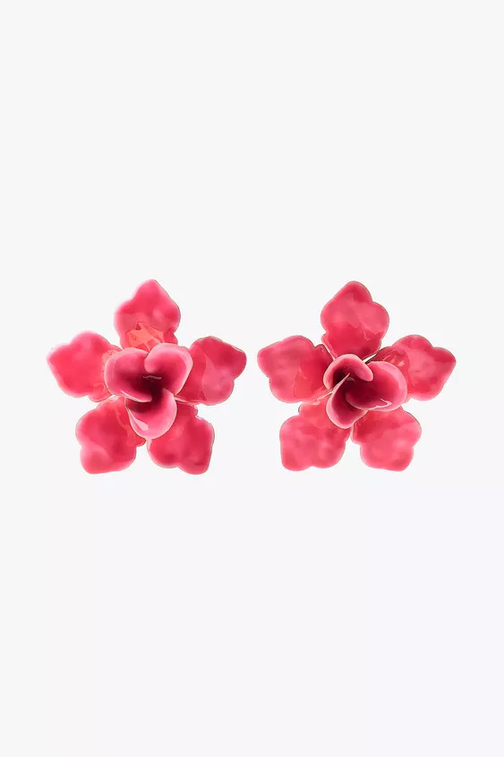 Maxi earrings in the shape of a raised enamelled flower with a ceramic effect. Push-back fastenin... | Zara UK