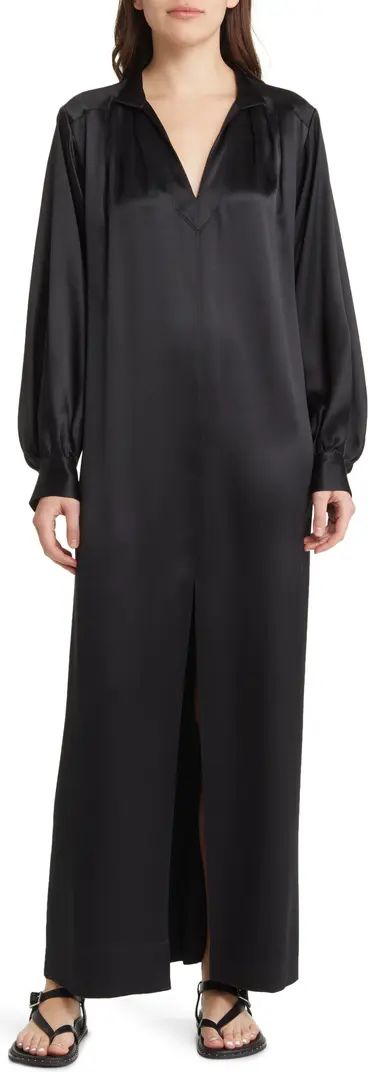 FRAME Long Sleeve Silk Caftan Maxi Dress | Nordstromrack | Nordstrom Rack