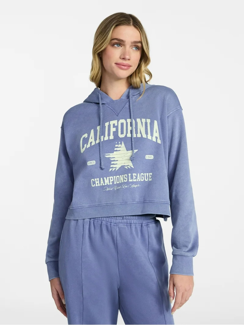 No Boundaries Mineral Wash Graphic Hoodie Sweatshirt, Women's XXS-XXL | Walmart (US)