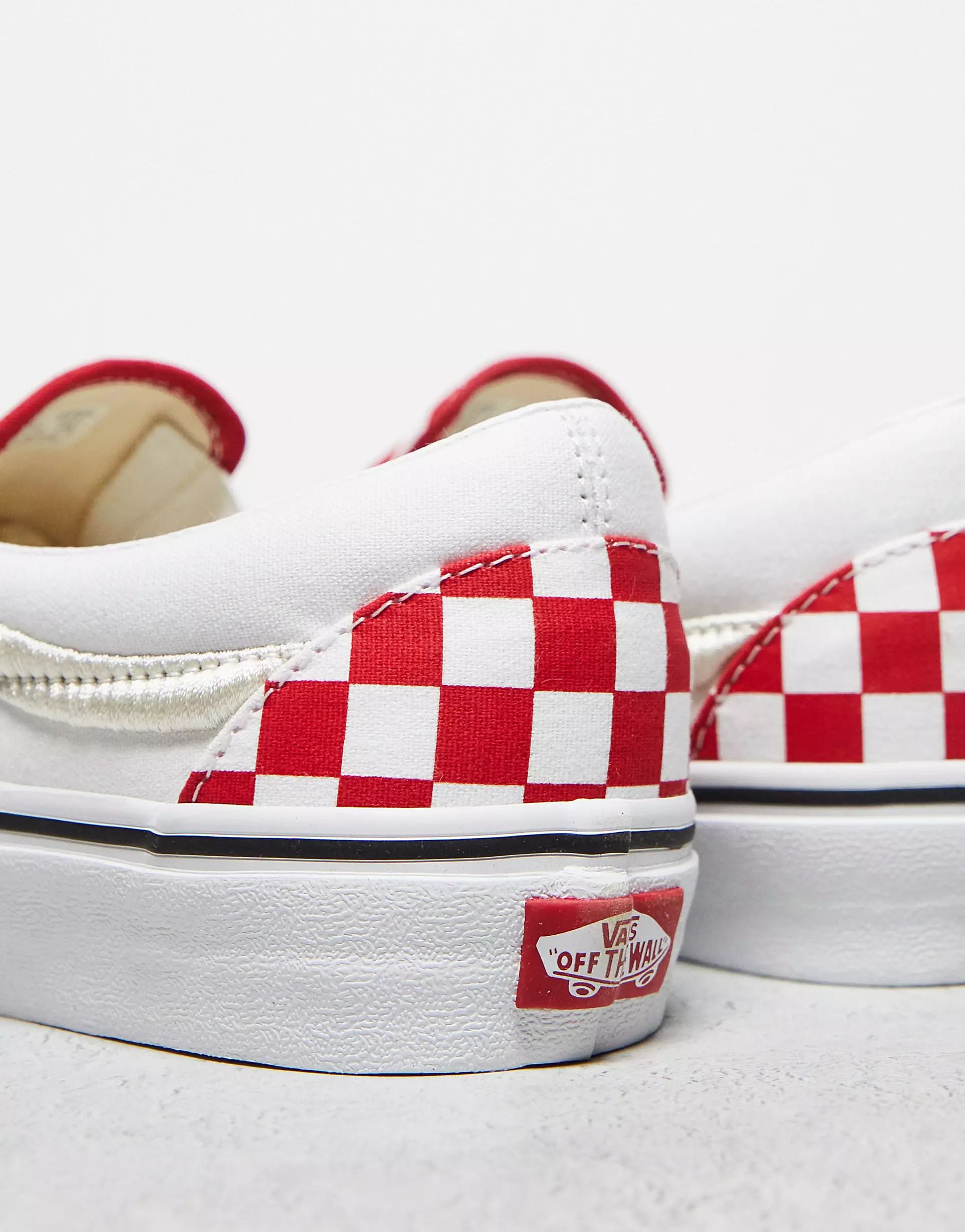 Vans Classic Slip-On with checkerboard print in red and white | ASOS (Global)