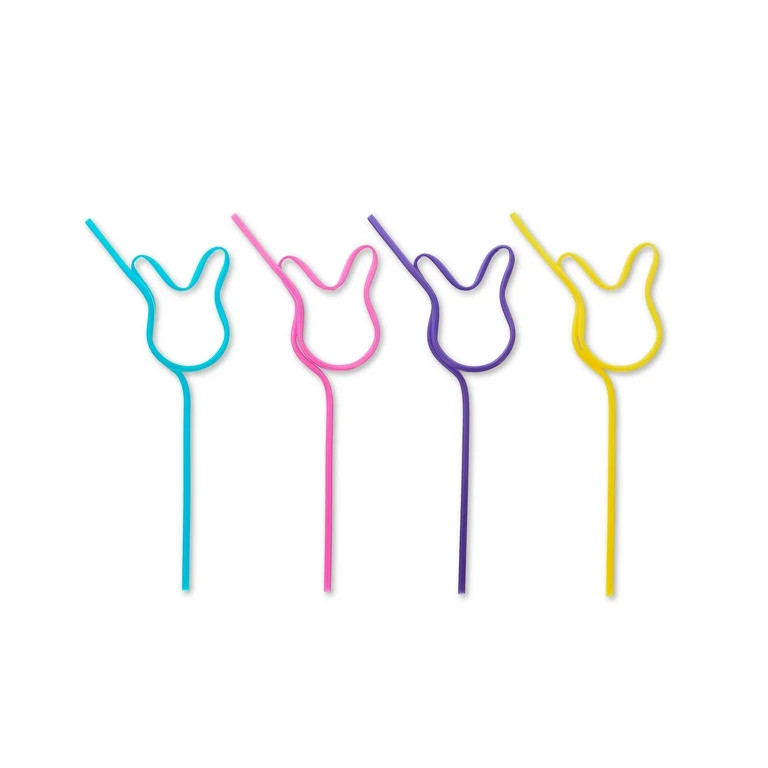 Easter Color-Changing Plastic Bunny-Shaped Straws, 4 Count, by Way To Celebrate - Walmart.com | Walmart (US)