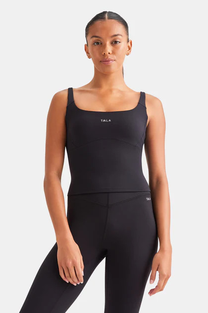 SKINLUXE BUILT-IN SUPPORT SCOOP NECK VEST - SHADOW BLACK | TALA (UK)