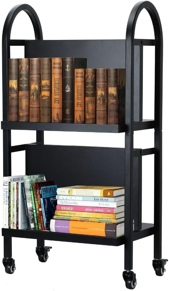 Rolling Library Book Cart – 34 Inches Tall, 100LBS Capacity Double Sided for Easy Organization ... | Amazon (US)